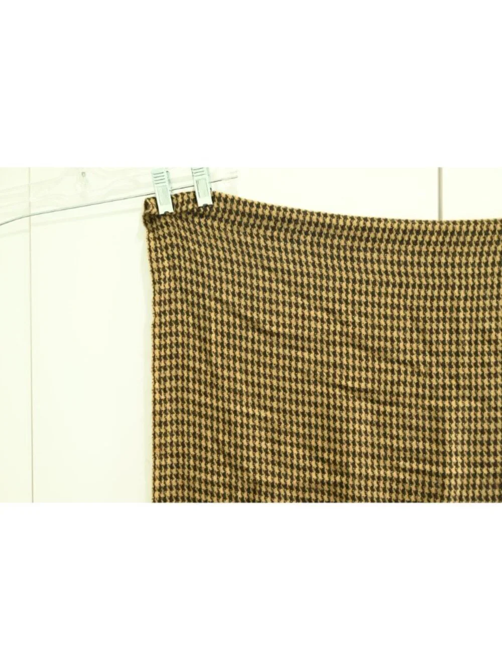 Unbranded Houndstooth Rectangle Scarf Brown Tan Fringe Soft Cozy Wrap Winter